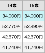 年齢毎の各社保険料比較表6