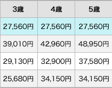 年齢毎の各社保険料比較表2